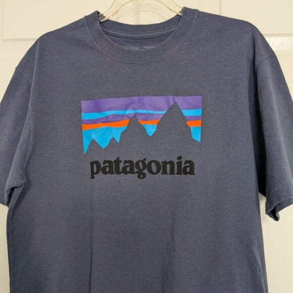 Patagonia Graphic T Shirt Mens Size Small Blue Outdoor Short Sleeve Crew Neck - Picture 2 of 10